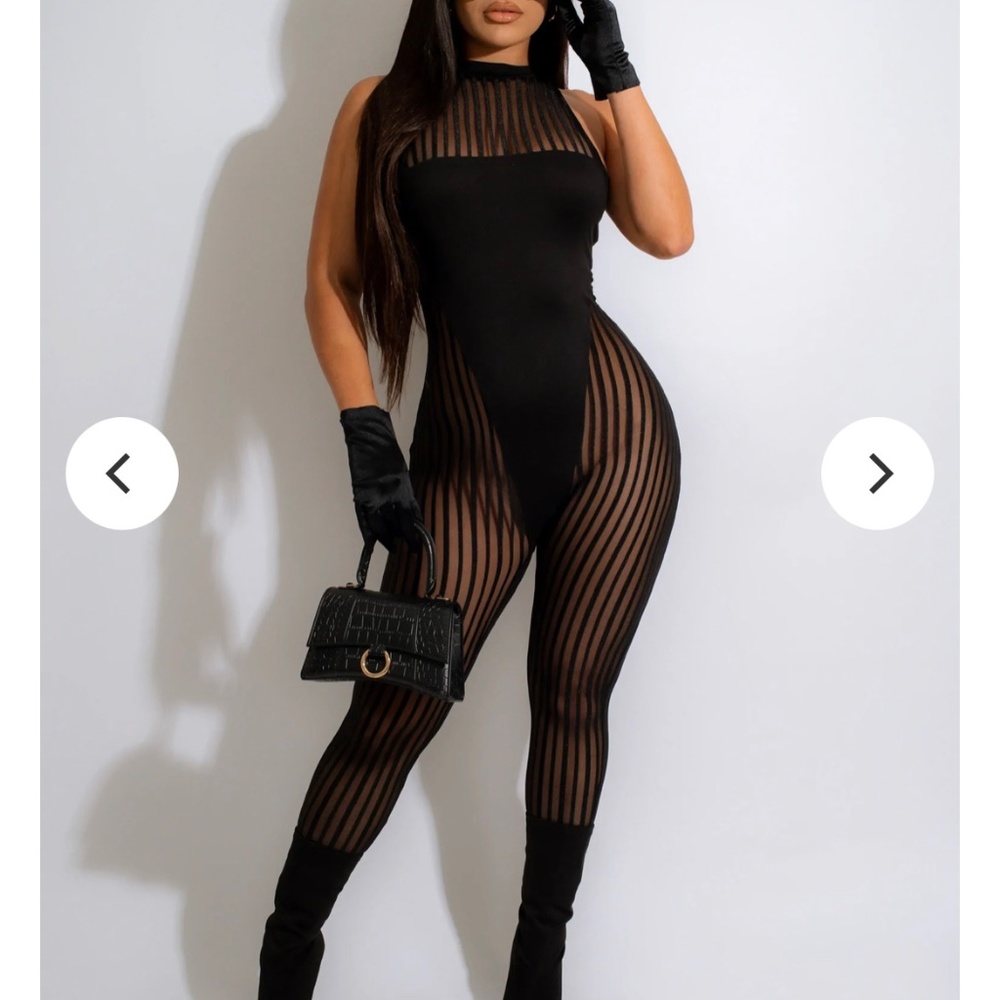 Black Mesh Jumpsuit